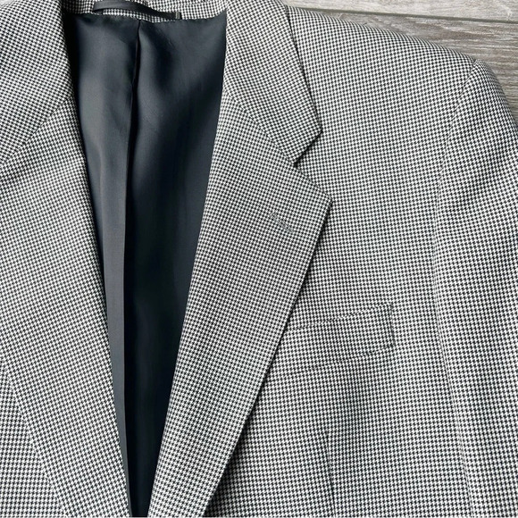 Thomas Jeffery Houndstooth Wool Blend Blazer  Made in Portugal - Picture 9 of 16